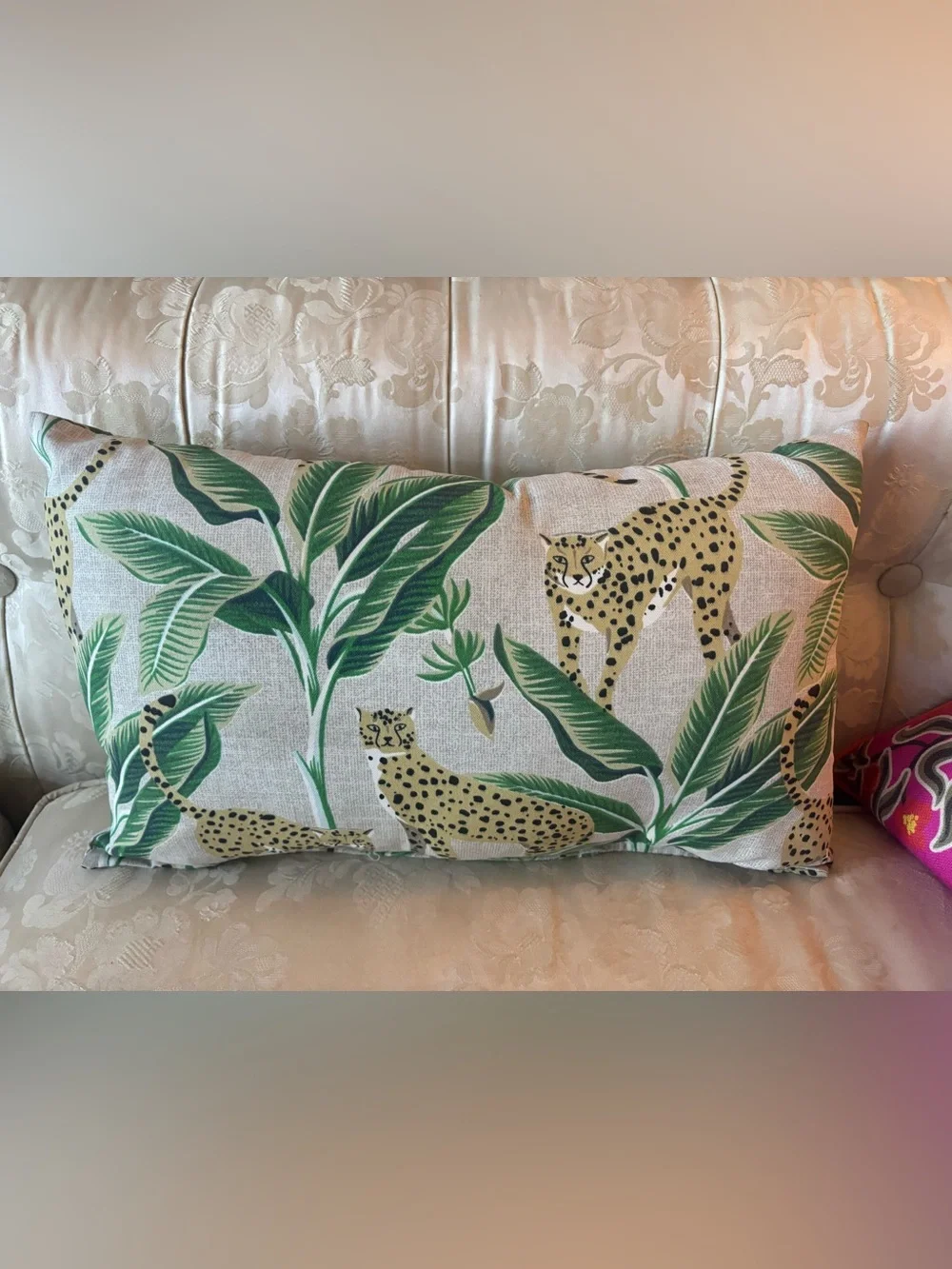 Tropical Cheetah Lumbar Support Pillow 19”x12” Home Decor Big Cat